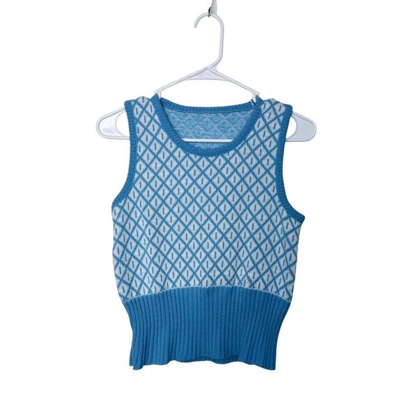 Vintage Bea West Knit Sweater Vest 60's Lightweight Scoopneck Preppy Blue Small - Picture 1 of 4